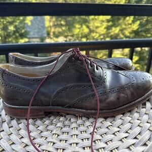 J Shoes Mens 12 Charlie Oxford Wingtip Dress Shoes Brown burgundy Leather